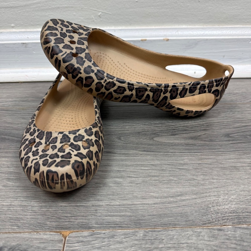 Crocs Kadee Cheetah Leopard Animal Print Ballet Shoes Comfort Casual Womens 8